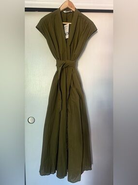 Olive Green Wrap Maxi Dress - Women